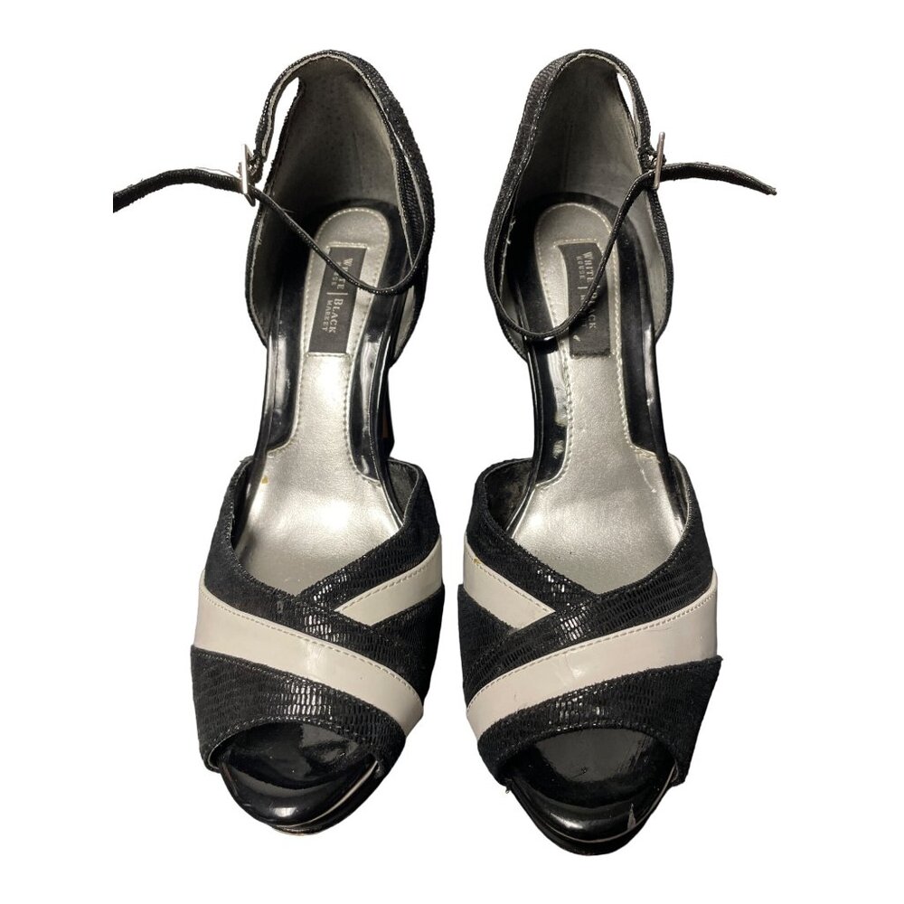 White House Black Market Women's Black and White 4" Heels Size 6-SKU 1863